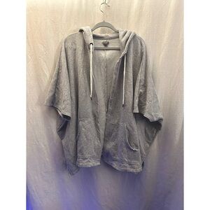 Aerie Cape Poncho Cardigan Hoodie M/L Gray Open Front Hooded Beachy Oversized